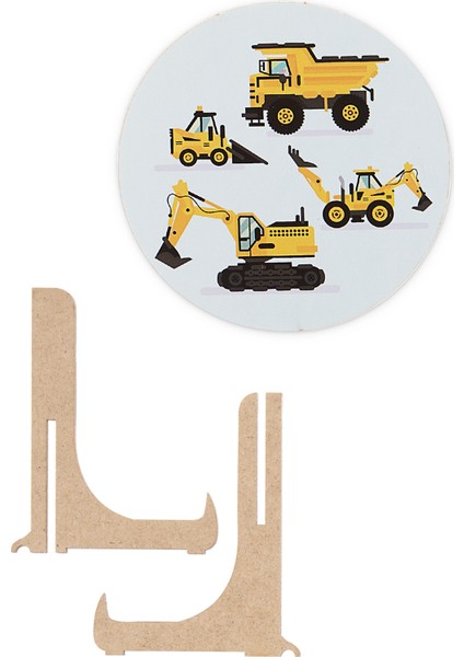 25 Parça, 42CM Çapında 3mm Ahşap Üstüne Iş Makinası Temalı Puzzle modelleri