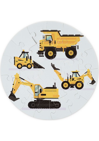 25 Parça, 42CM Çapında 3mm Ahşap Üstüne Iş Makinası Temalı Puzzle fırsatları
