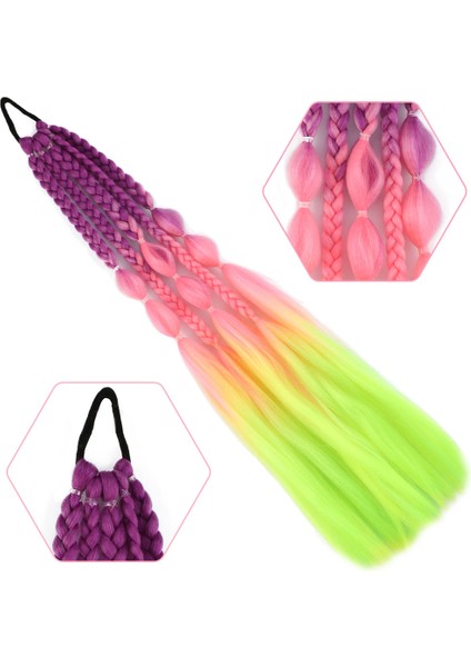 Balon ve Düz Salaş Örgülü Lastikli At Kuyruğu / ACM21