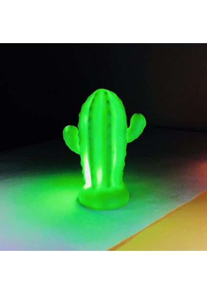 Pilli Silikon LED Işıklı Sevimli Kaktüs Gece Lambası Aydınlatması (4881)