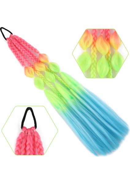 Balon ve Düz Salaş Örgülü Lastikli At Kuyruğu / ACM05