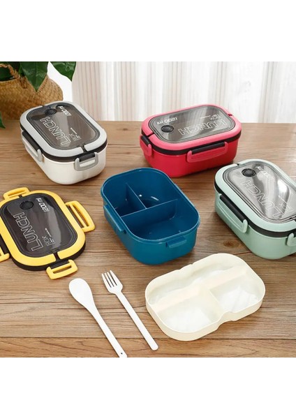 2 Katlı Taşınabilir Yemek Kabı Lunch Box Diyet Beslenme Kutusu Saklama Kabı Çatal Kaşıklı Sefer Tası fiyatları