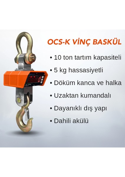 Ocs-K Dijital Vinç Baskülü (10TON / 5kg) fırsatları