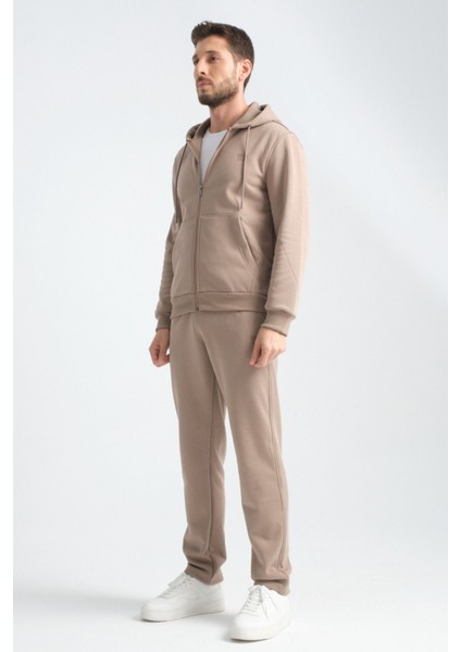 Vizon Erkek Kışlık Eşofman Takımı Kuzu Şardonlu Regular Kalıp Minimal Logo Kapüşonlu modelleri