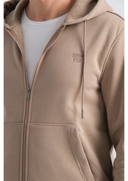 Vizon Erkek Kışlık Eşofman Takımı Kuzu Şardonlu Regular Kalıp Minimal Logo Kapüşonlu fırsatları