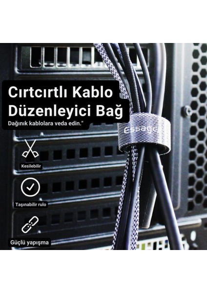 5 metre Cırt Cırt Bantlı Kablo Sarıcı Düzenleyici Organizatör, Kesilebilir Kablo Düzenleyici fiyatları