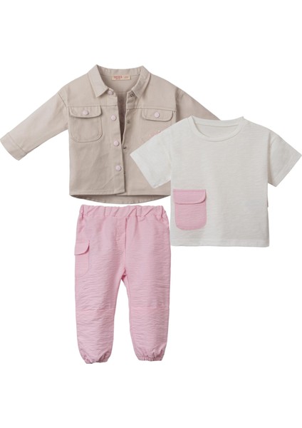 Necixs Çiçek Desenli Kız Çocuk Üçlü Takım