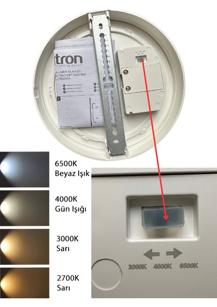 (4 Adet) BRAYTRON 12W (BEYAZ, Günışığı, Sarı ışık Ayarlanabilir) Dış Mekan Sıva Üstü LED Armatür indirimleri