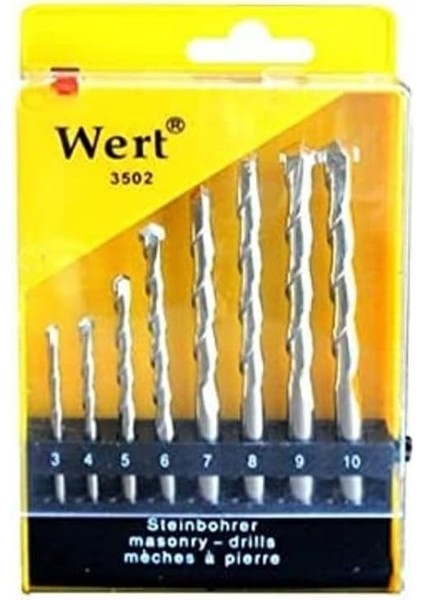 W 3502, Beton Matkap Ucu Seti (8 Parça), Gri, Sarı