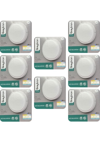 (8 Adet) BRAYTRON 12W (BEYAZ, Günışığı, Sarı ışık Ayarlanabilir) Dış Mekan Sıva Üstü LED Armatür