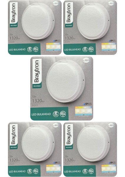 (5 Adet) BRAYTRON 12W (BEYAZ, Günışığı, Sarı ışık Ayarlanabilir) Dış Mekan Sıva Üstü LED Armatür