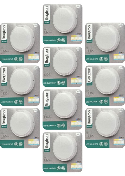 (10 Adet) BRAYTRON 12W (BEYAZ, Günışığı, Sarı ışık Ayarlanabilir) Dış Mekan Sıva Üstü LED Armatür