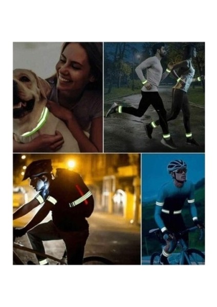 Kaliteli Neon Sarı Kumaş Hafif 360 Derece Yansıtma Çatlamaz Reflektör Bant Kol Ayak Bilekliği 1 Adet