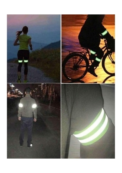 Kaliteli Neon Sarı Kumaş Hafif 360 Derece Yansıtma Çatlamaz Reflektör Bant Kol Ayak Bilekliği 1 Adet