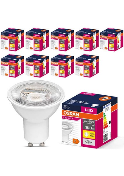 Value 4.5W GU10 Cob LED Ampul 4000K 10 Lu Paket Osram