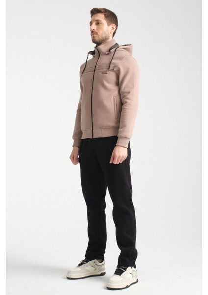 Kışlık Vizon Erkek Eşofman Takımı Içi Şardonlu Kapüşonlu Regular Kalıp modelleri