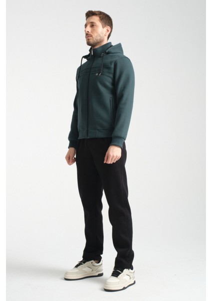 Kışlık Koyu Yeşil Erkek Eşofman Takımı Içi Şardonlu Kapüşonlu Regular Kalıp modelleri