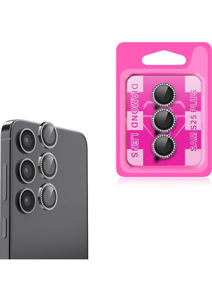 Samsung Galaxy S25 Plus İçin Metal Çerçeveli Taşlı Tekli Kamera Lens Koruyucu Cl-06