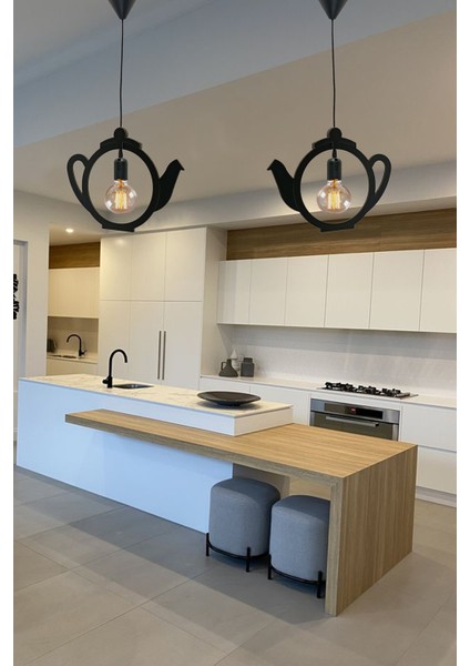 Kettle Çaydanlık Sarkıt Avize Modern Tekli Avize Retro Mutfak Cafe Otel Restaurant Tavan Lamba Çaycı