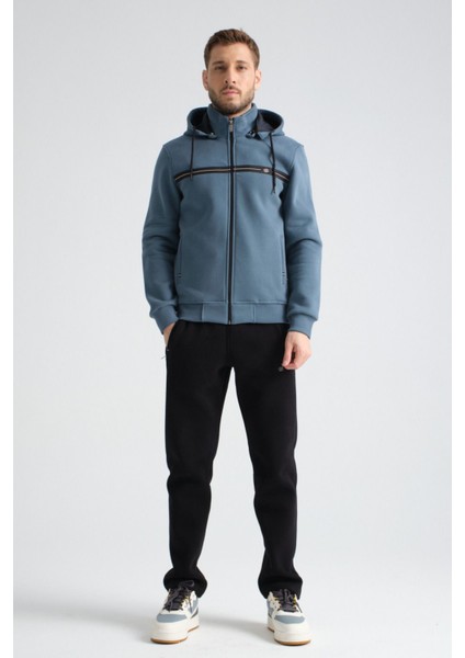 Erkek Orman Yeşili Kışlık Eşofman Takımı Şardonlu Üç Iplik Kapüşonlu Regular Kalıp fırsatları