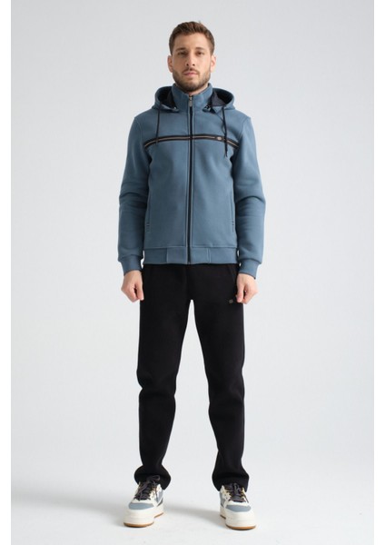 Erkek Orman Yeşili Kışlık Eşofman Takımı Şardonlu Üç Iplik Kapüşonlu Regular Kalıp indirimleri