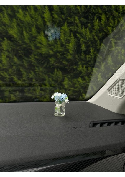 Sevimli Mavi Beyaz Mini Vazo Kokulu ve Çiçek Araba Torpido Aksesuarları, Çiçek Aksesuarları