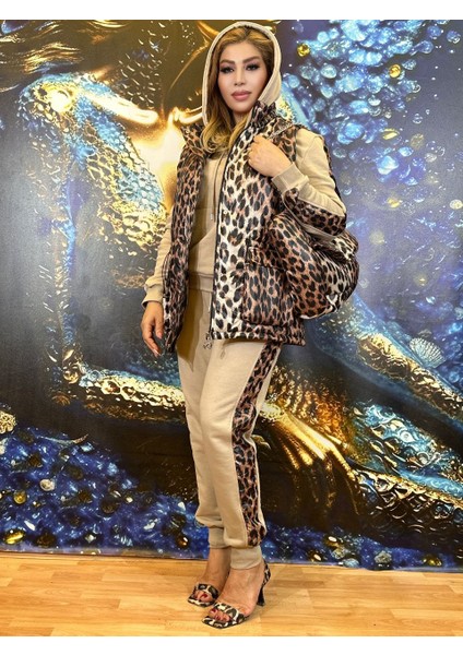 Eşofman Takımı Yelek Çanta Eşofman 4'lü Takım En Yüksek Kalite Leopar Desenleri En Yeni Koleksiyon