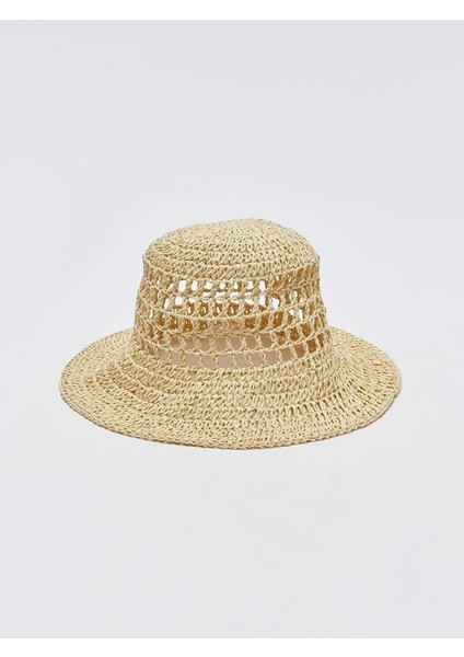 Kadın Doğal Örgü Hasır Şapka Plaj Şapkası