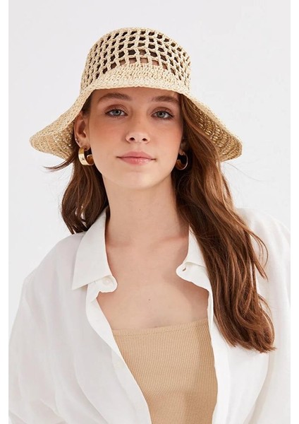 Kadın Doğal Örgü Hasır Şapka Plaj Şapkası indirimleri