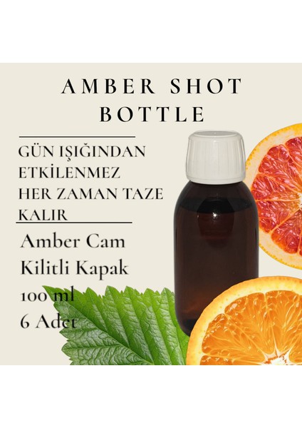 6 Adet Deto x Şişesi Ginger Shot Amber Cam Çok Amaçlı 100 ml