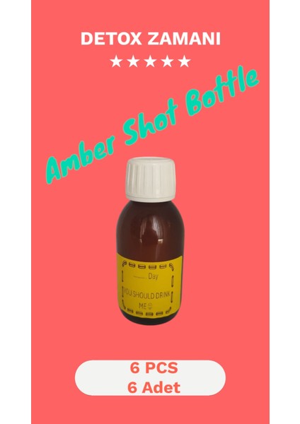 6 Adet Deto x Şişesi Ginger Shot Amber Cam Çok Amaçlı 100 ml
