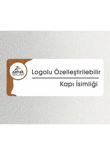 Ofis Departman Kapı Isimliği, Özelleştirilebilir Logolu 26X10CM -Beyaz & Ceviz