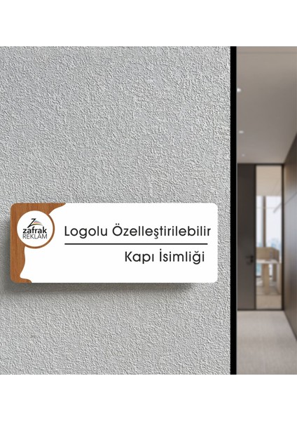 Ofis Departman Kapı Isimliği, Özelleştirilebilir Logolu 26X10CM -Beyaz & Ceviz fiyatları