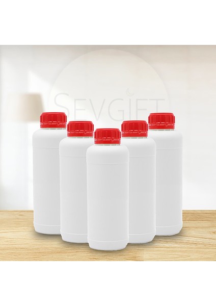 Plastik Numune Saklama Şişesi 1000 ml Kırmızı Kapaklı | Gıda Uyumlu | Kimyasala Dayanıklı (100'LÜ Paket)