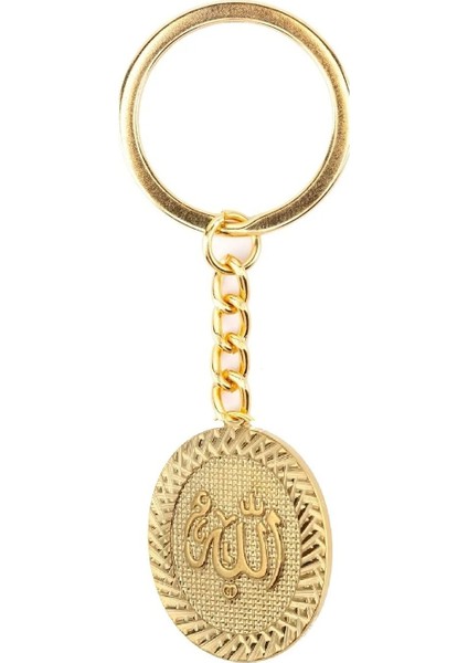 Allah Lafzı Gold Altın Kaplama Oval Kadın Anahtarlık Veya Çanta Süsü