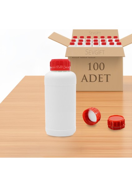Plastik Numune Saklama Şişesi 250 ml Kırmızı Kapaklı | Gıda Uyumlu | Kimyasala Dayanıklı (100'LÜ Paket)