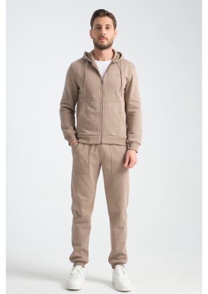 Vizon Erkek Eşofman Takımı Kapüşonlu Kışlık Iç Detayı Kuzu Görünümlü