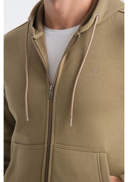 Haki Erkek Eşofman Takımı Kapüşonlu Kışlık Iç Detayı Kuzu Görünümlü modelleri