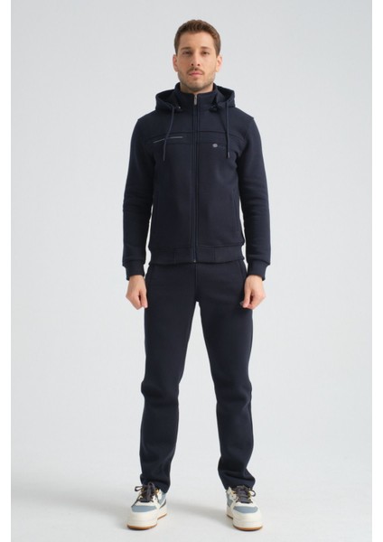 Premium Lacivert Kışlık Erkek Eşofman Takımı Regular Kapüşonlu fırsatları