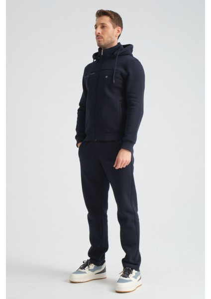Premium Lacivert Kışlık Erkek Eşofman Takımı Regular Kapüşonlu indirimleri