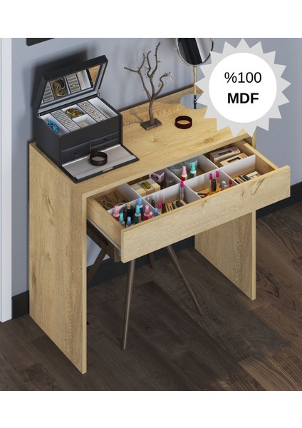 Mdf Arya Novella Mode Çekmeceli Makyaj Masası (Lefkas Meşe )