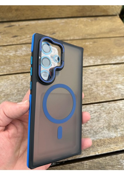 Samsung S23 Mavi Lens Korumalı Standlı Telefon Kılıfı