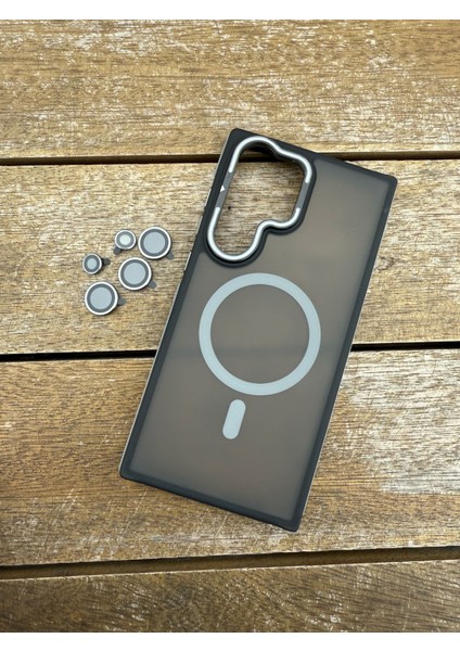 Samsung S24 Ultra Gri Lens Korumalı Standlı Telefon Kılıfı