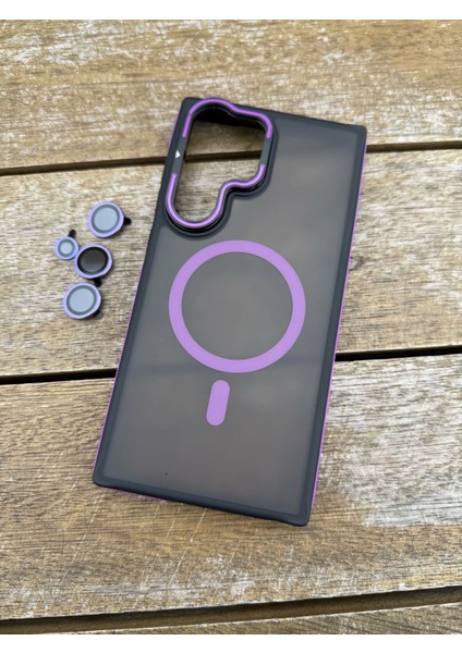 Samsung S23 Mor Lens Korumalı Standlı Telefon Kılıfı
