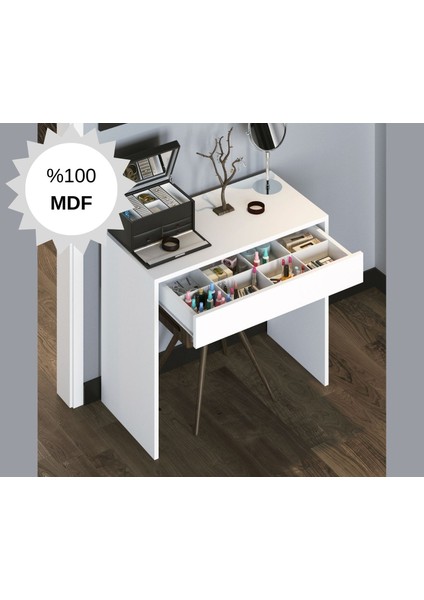 Mdf Arya Novella Mode Çekmeceli Makyaj Masası (Beyaz)