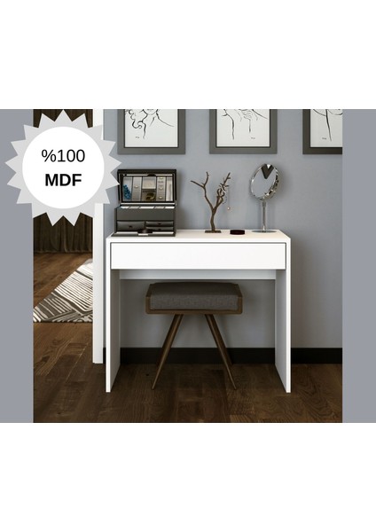 Mdf Arya Novella Mode Çekmeceli Makyaj Masası (Beyaz)