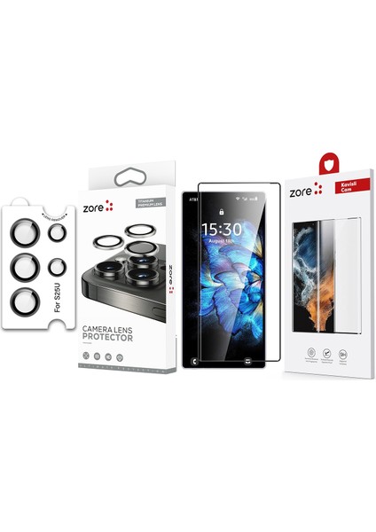 Galaxy S25 Ultra Zore Etnaa Cam Ekran Koruyucu + Premium Safir Anti-Reflective Kamera Lens Koruyucu