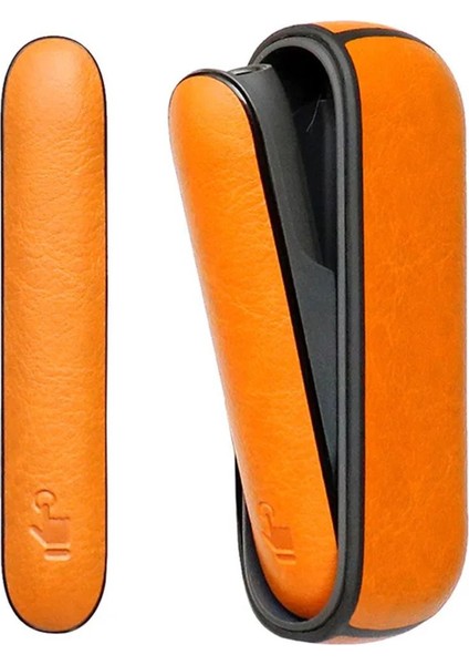 Iqos 3 Kılıfı ve Kapağı - Iqos 3 Kahverengi Deri Görünümlü Kılıf ve Yan Kapak - Iqos Koruma Kılıfı