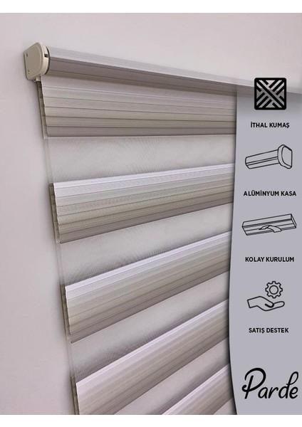 Güneş Serisi Ithal Kumaş Pliseli Gri Geçişli Zebra Stor Perde fiyatları