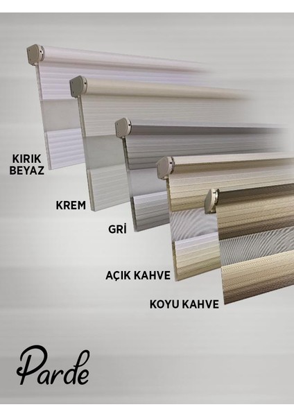 Güneş Serisi Ithal Kumaş Pliseli Gri Geçişli Zebra Stor Perde